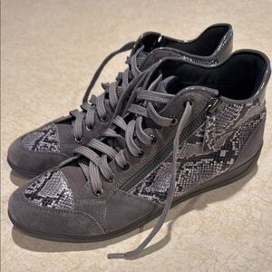 Geox Gray Snake Print Women's Sneakers